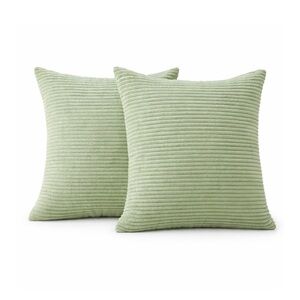 Set of 2 Green Pillow Cases – Soft Corduroy Textured, Excellent Condition